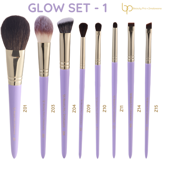 GLOW SET 1 – BP BEAUTY PRO x ZMALOWANA Zestaw 8 pędzli 